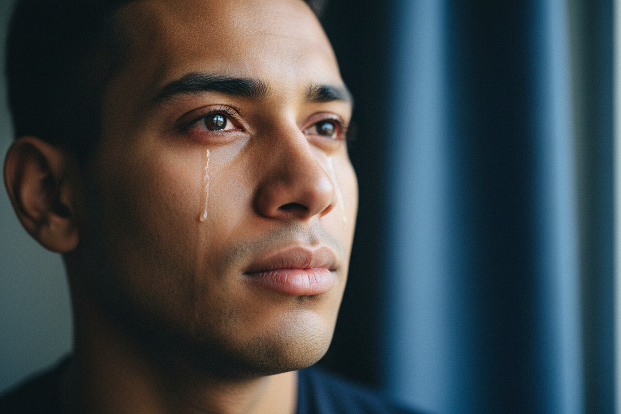 Man showing strength through vulnerability